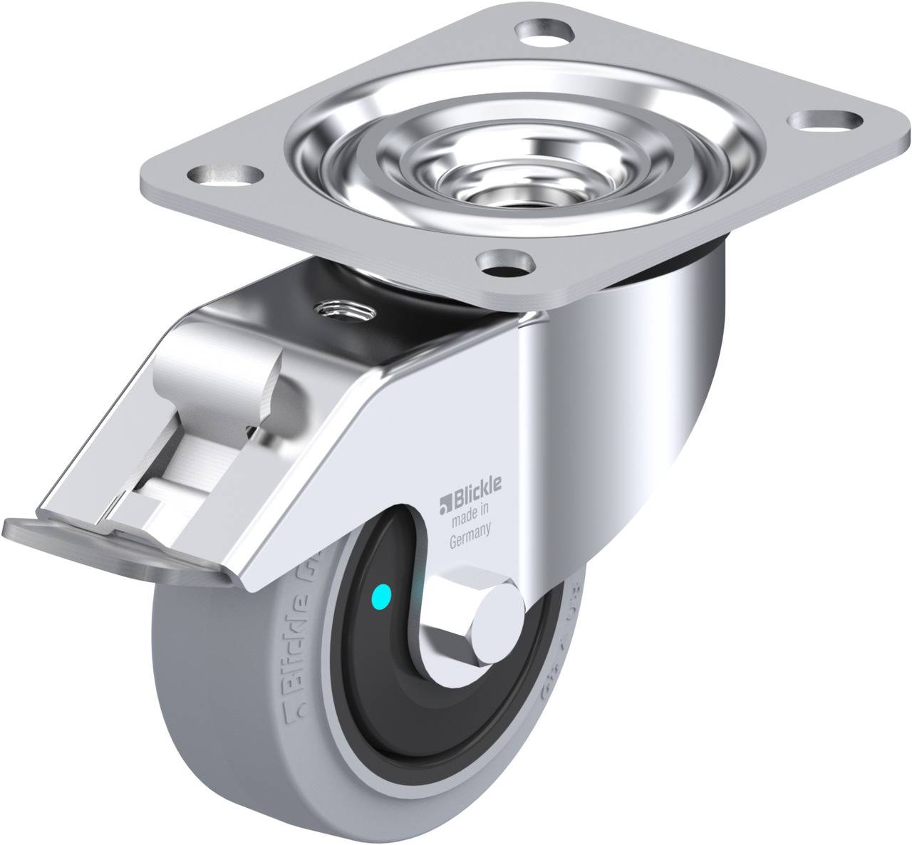 Blickle 850470 L-POEV 80KFD-FI-SG Forgóvillás görgő, rögzítővel KerékØ: 80 mm Teherbírás (max.): 140 kg 1 db
