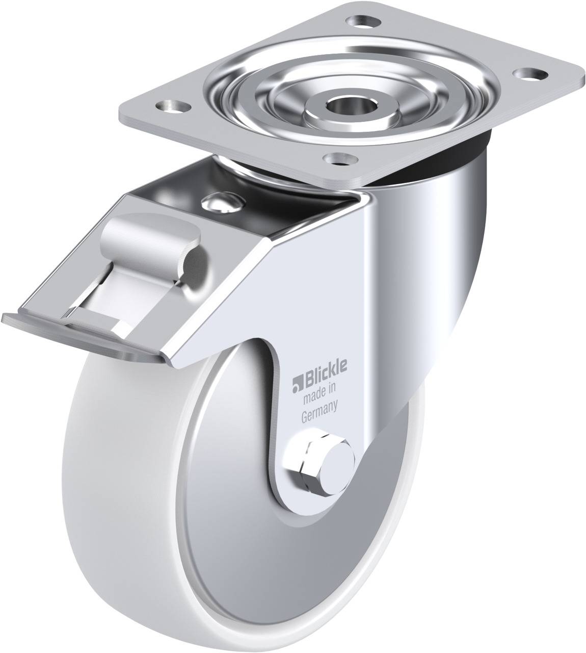 Blickle 762813 L-PPN 150R-FI-FA Forgóvillás görgő, rögzítővel KerékØ: 150 mm Teherbírás (max.): 300 kg 1 db