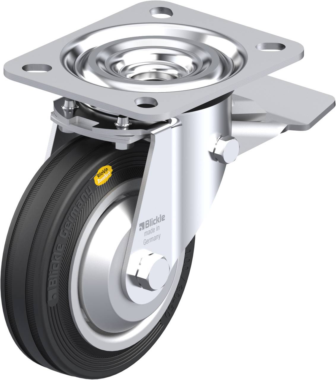 Blickle 57208 L-RD 100R-ST-FA Forgóvillás görgő, rögzítővel KerékØ: 100 mm Teherbírás (max.): 100 kg 1 db