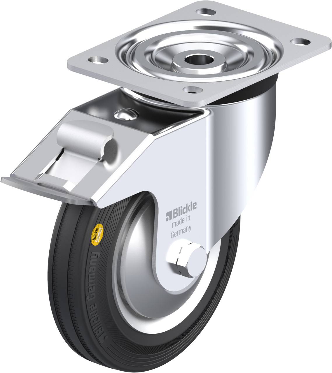 Blickle 8649 L-RD 162R-FI-FA Forgóvillás görgő, rögzítővel KerékØ: 160 mm Teherbírás (max.): 225 kg 1 db