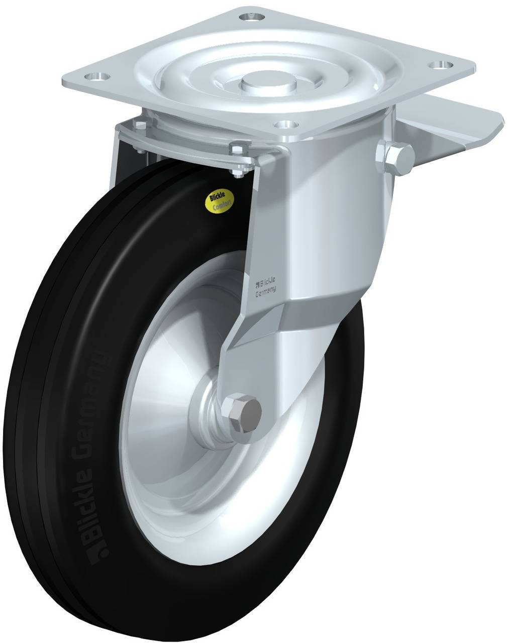 Blickle 50658 L-RD 282R-ST Forgóvillás görgő, rögzítővel KerékØ: 280 mm Teherbírás (max.): 600 kg 1 db