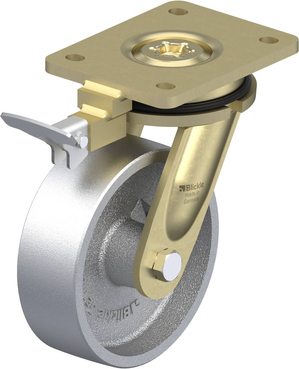 Blickle 751272 LS-G 150G-RI4 Forgóvillás görgő, rögzítővel KerékØ: 150 mm Teherbírás (max.): 900 kg 1 db
