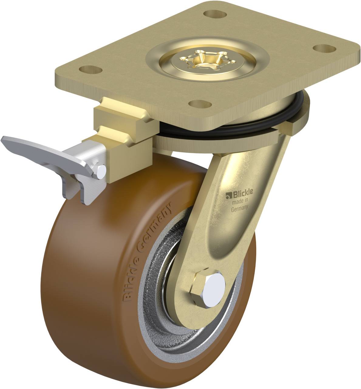 Blickle 852582 LS-GB 128K-RI4 Forgóvillás görgő, rögzítővel KerékØ: 125 mm Teherbírás (max.): 850 kg 1 db