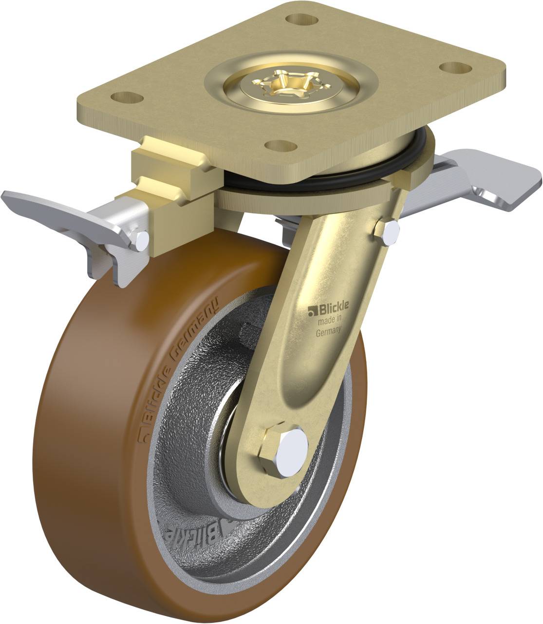 Blickle 852584 LS-GB 150K-ST-RI4 Forgóvillás görgő, rögzítővel KerékØ: 150 mm Teherbírás (max.): 800 kg 1 db