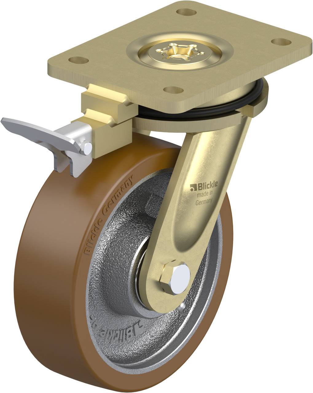 Blickle 744129 LS-GB 160K-RI4 Forgóvillás görgő, rögzítővel KerékØ: 160 mm Teherbírás (max.): 800 kg 1 db