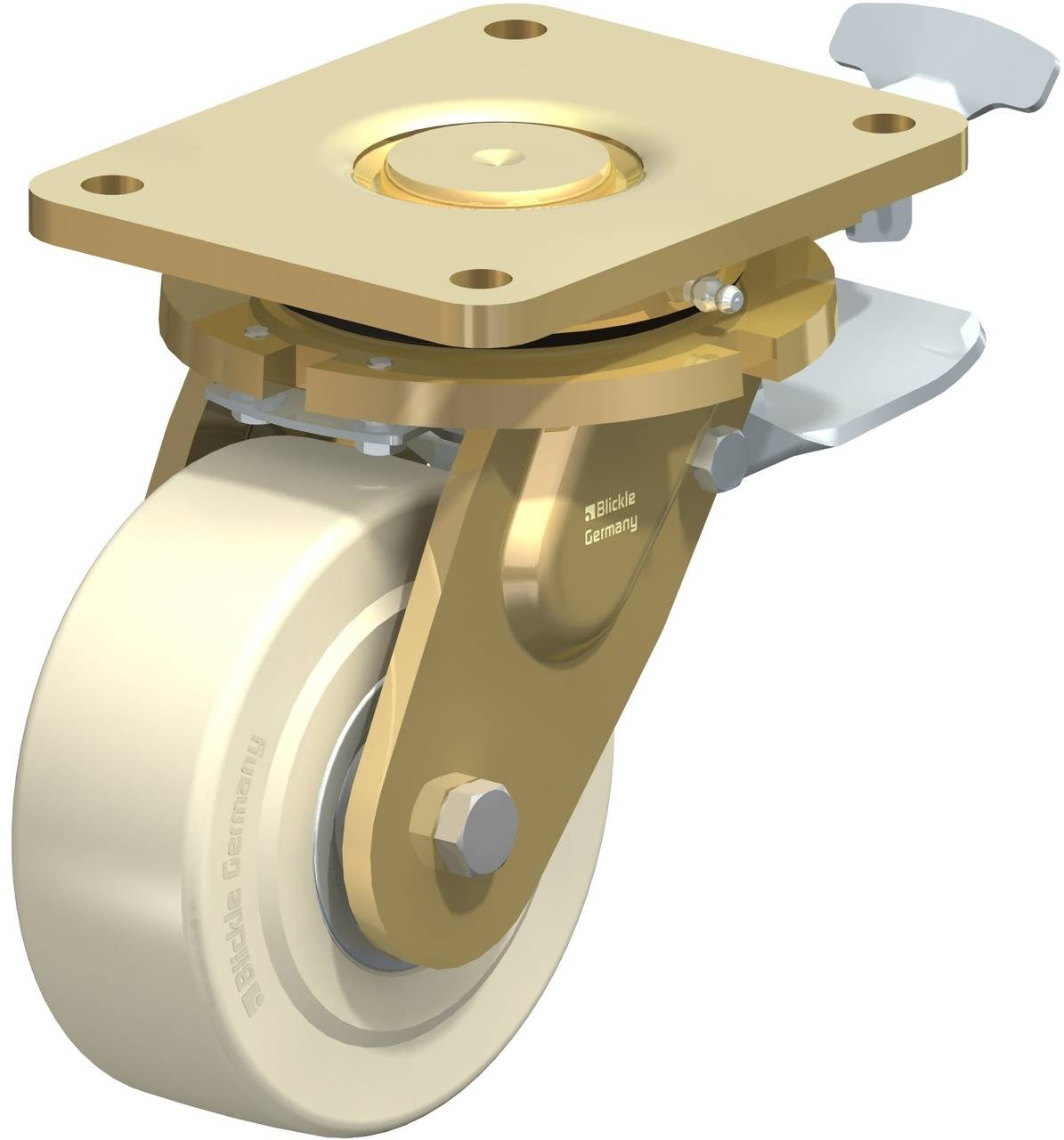 Blickle 706507 LS-GSPO 150K-35-ST-RI4 Forgóvillás görgő, rögzítővel KerékØ: 150 mm Teherbírás (max.): 2500 kg 1 db