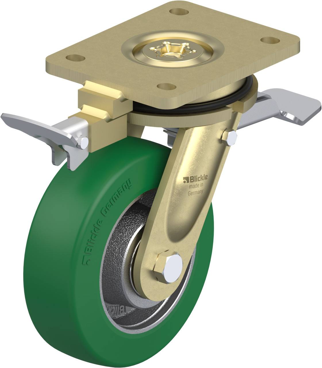 Blickle 852419 LS-GST 150K-ST-RI4 Forgóvillás görgő, rögzítővel KerékØ: 150 mm Teherbírás (max.): 570 kg 1 db