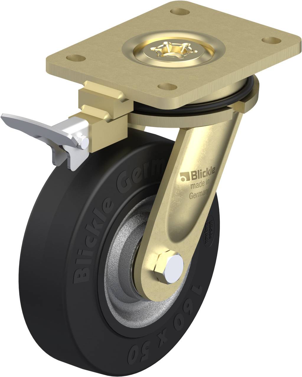 Blickle 719526 LS-SE 160K-RI4 Forgóvillás görgő, rögzítővel KerékØ: 160 mm Teherbírás (max.): 450 kg 1 db