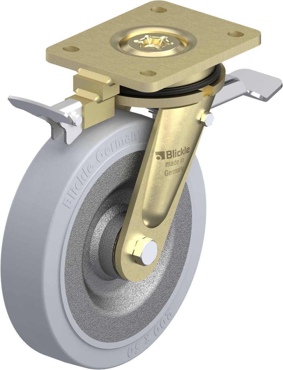 Blickle 651562 LS-SE 200K-ST-SG-RI4 Forgóvillás görgő, rögzítővel KerékØ: 200 mm Teherbírás (max.): 600 kg 1 db