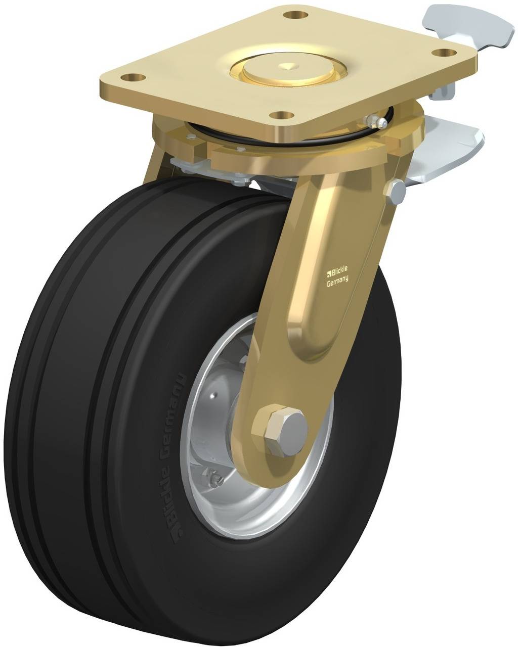 Blickle 846478 LS-VLE 250K-ST-RI4 Forgóvillás görgő, rögzítővel KerékØ: 250 mm Teherbírás (max.): 450 kg 1 db