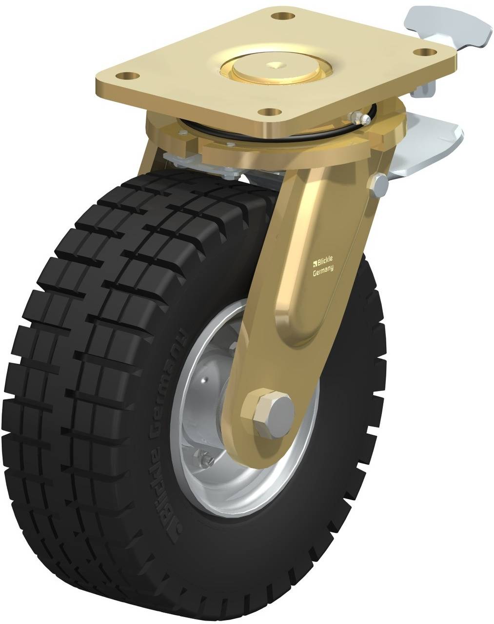Blickle 747538 LS-VLE 255K-ST-RI4 Forgóvillás görgő, rögzítővel KerékØ: 250 mm Teherbírás (max.): 450 kg 1 db