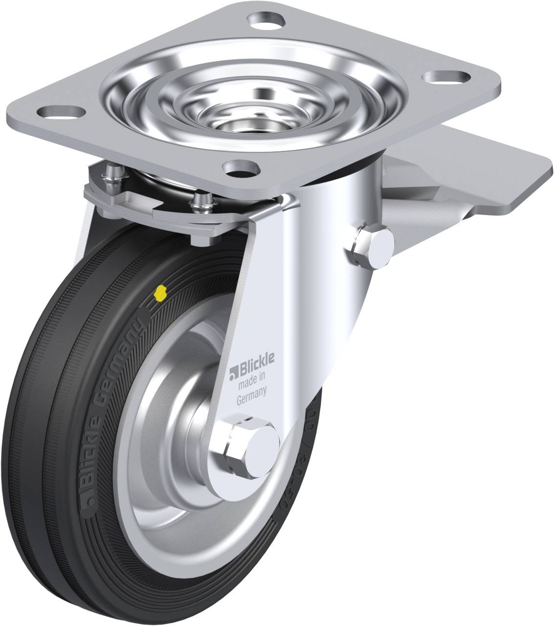 Blickle 78055 L-V 100R-ST-EL Forgóvillás görgő, rögzítővel KerékØ: 100 mm Teherbírás (max.): 70 kg 1 db
