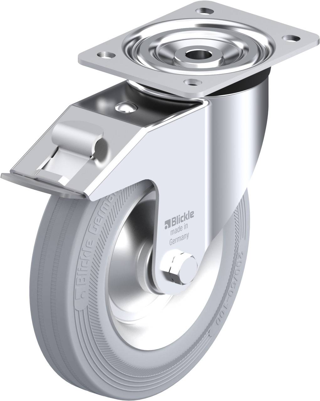 Blickle 77701 L-V 202R-FI-SG Forgóvillás görgő, rögzítővel KerékØ: 200 mm Teherbírás (max.): 205 kg 1 db