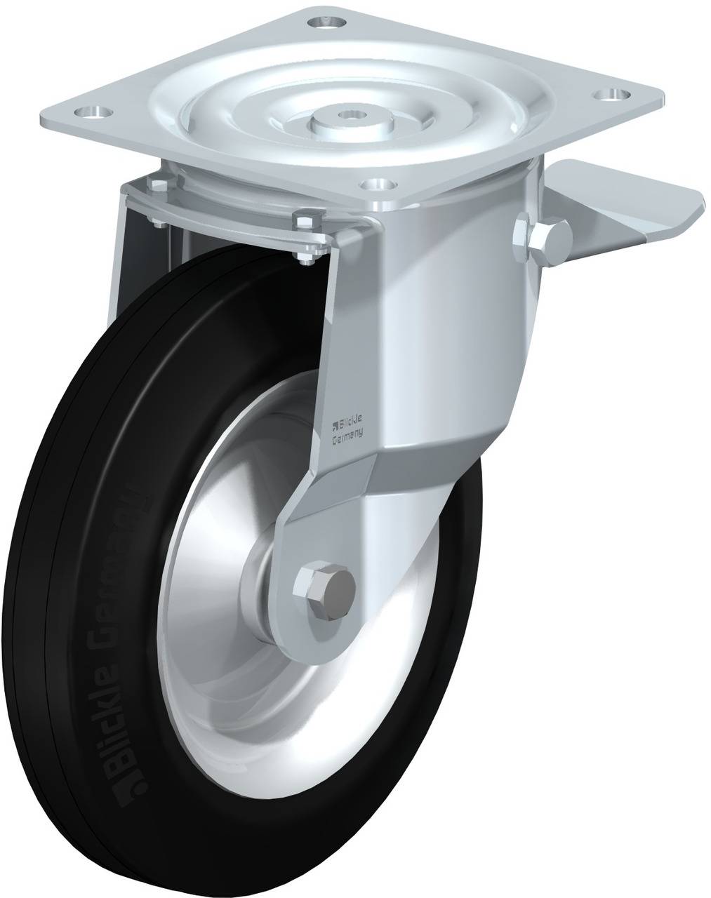 Blickle 50070 L-V 252R-ST Forgóvillás görgő, rögzítővel KerékØ: 250 mm Teherbírás (max.): 295 kg 1 db