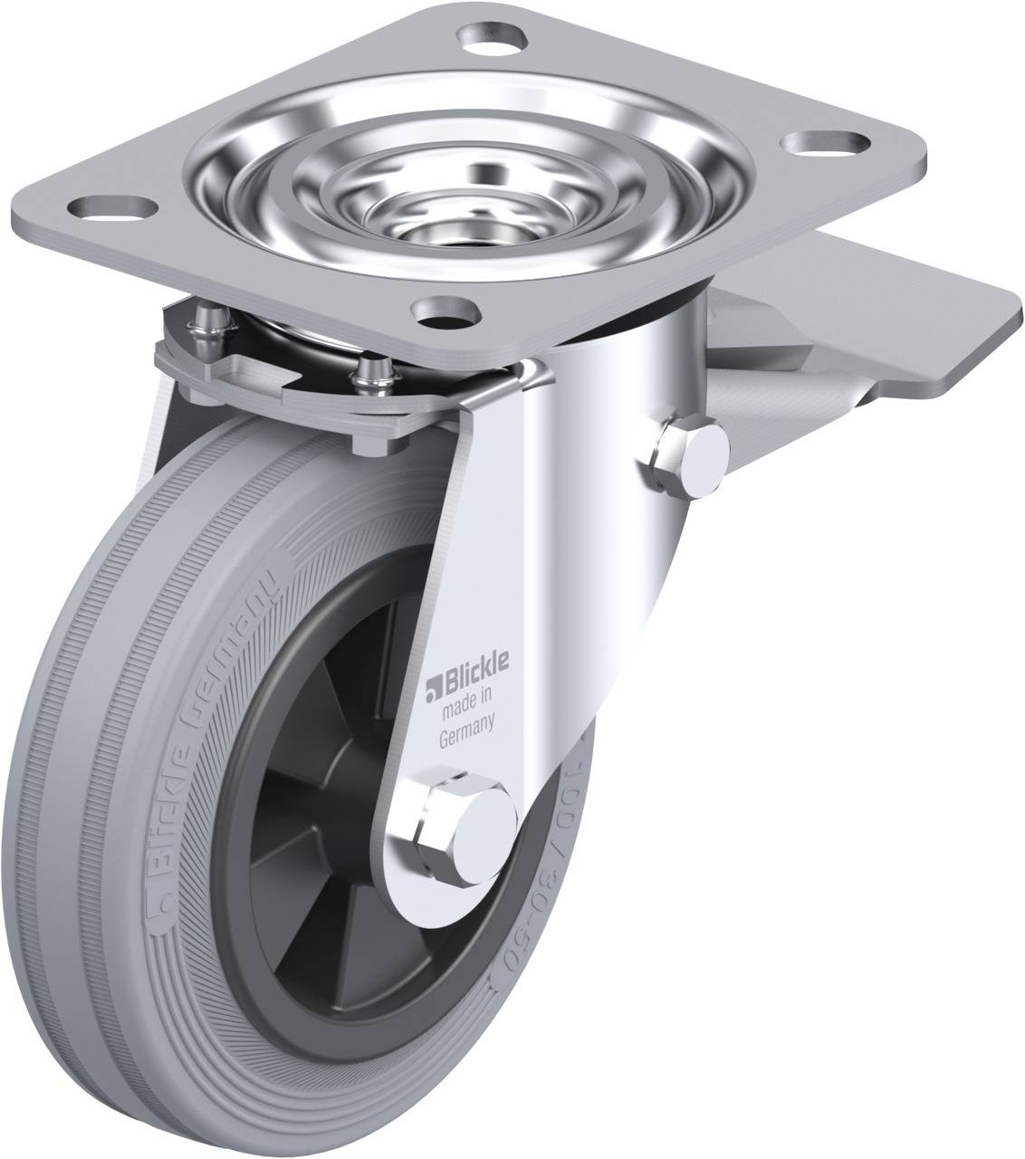 Blickle 95836 L-VPP 100G-ST-SG Forgóvillás görgő, rögzítővel KerékØ: 100 mm Teherbírás (max.): 70 kg 1 db