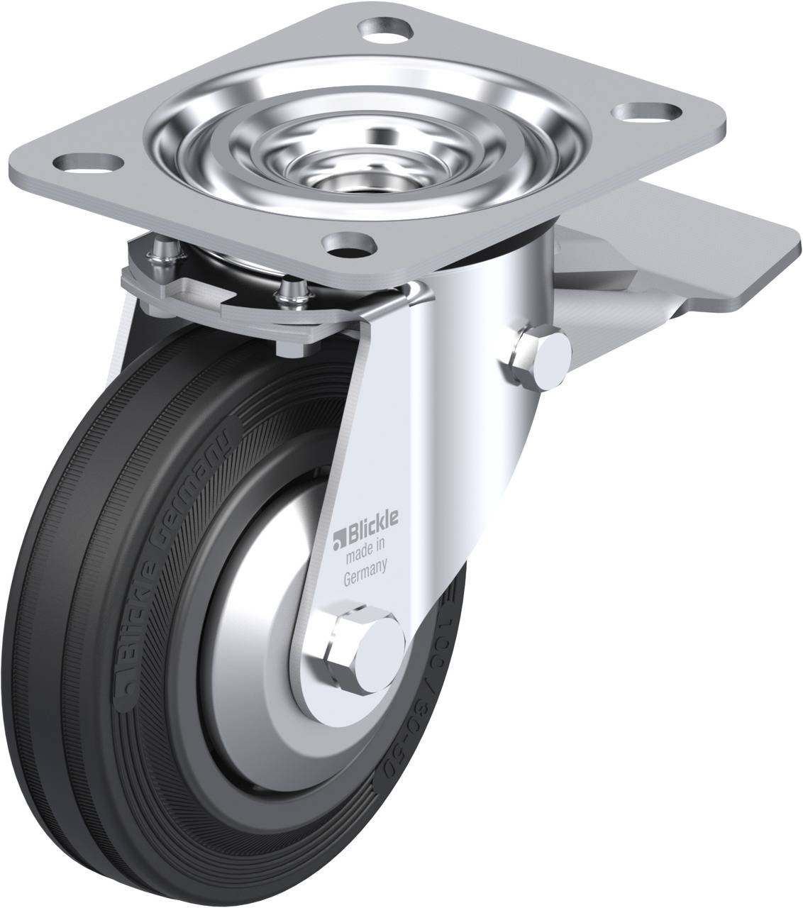 Blickle 64543 L-VPP 100R-ST-FA Forgóvillás görgő, rögzítővel KerékØ: 100 mm Teherbírás (max.): 70 kg 1 db