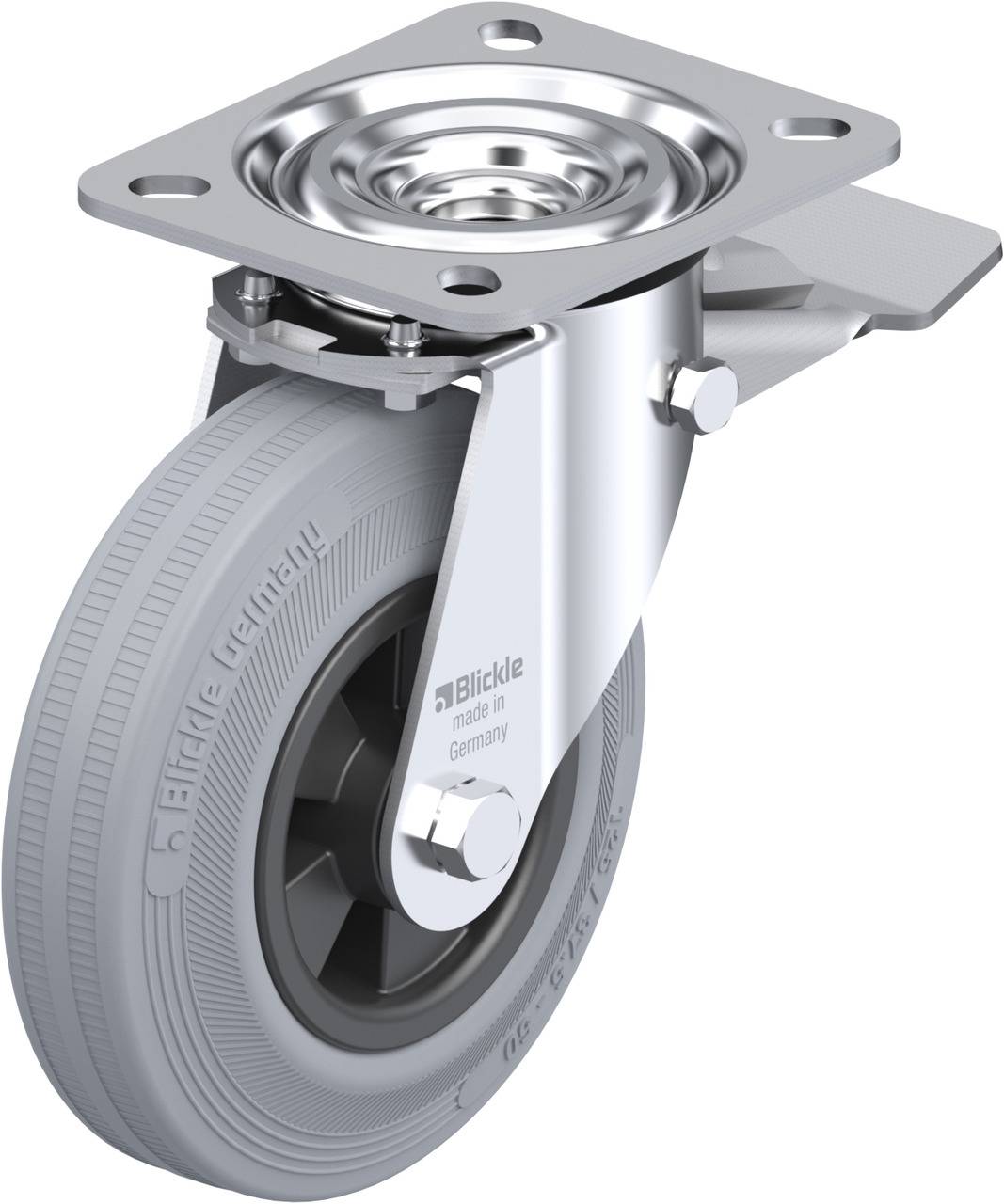 Blickle 63909 L-VPP 125R-ST-SG Forgóvillás görgő, rögzítővel KerékØ: 125 mm Teherbírás (max.): 100 kg 1 db