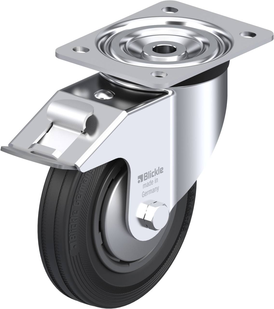 Blickle 38240 L-VPP 160G-FI-FA Forgóvillás görgő, rögzítővel KerékØ: 160 mm Teherbírás (max.): 135 kg 1 db