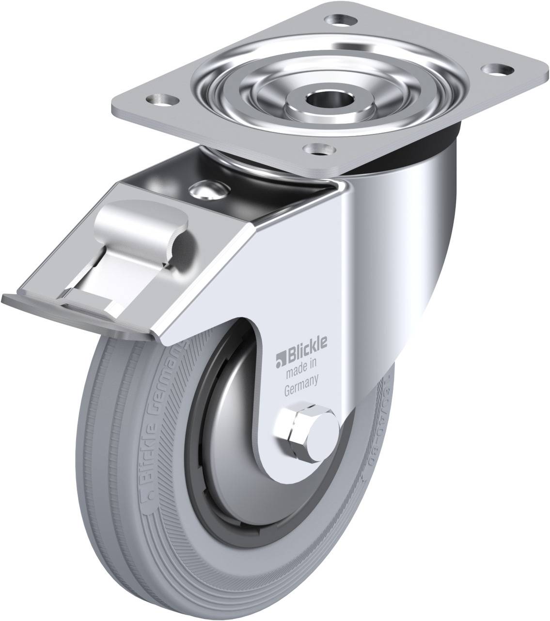 Blickle 749531 L-VPP 160G-FI-SG-FA Forgóvillás görgő, rögzítővel KerékØ: 160 mm Teherbírás (max.): 135 kg 1 db