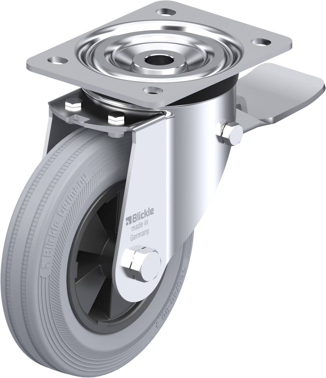 Blickle 54270 L-VPP 160G-ST-SG Forgóvillás görgő, rögzítővel KerékØ: 160 mm Teherbírás (max.): 135 kg 1 db