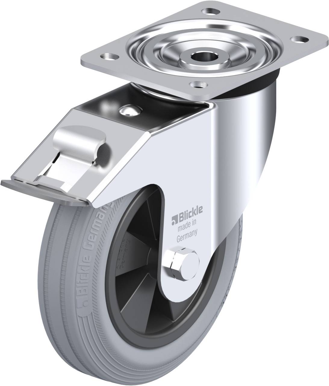 Blickle 440156 L-VPP 180G-FI-SG Forgóvillás görgő, rögzítővel KerékØ: 180 mm Teherbírás (max.): 170 kg 1 db