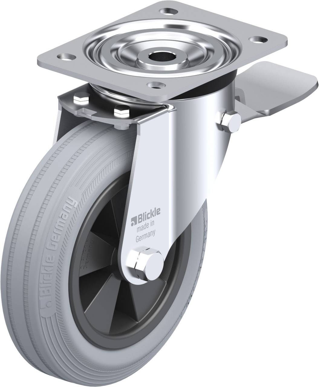 Blickle 250233 L-VPP 180G-ST-SG Forgóvillás görgő, rögzítővel KerékØ: 180 mm Teherbírás (max.): 170 kg 1 db