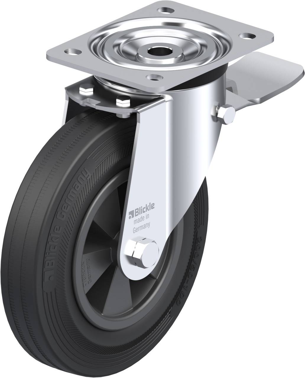 Blickle 35592 L-VPP 200G-ST Forgóvillás görgő, rögzítővel KerékØ: 200 mm Teherbírás (max.): 205 kg 1 db