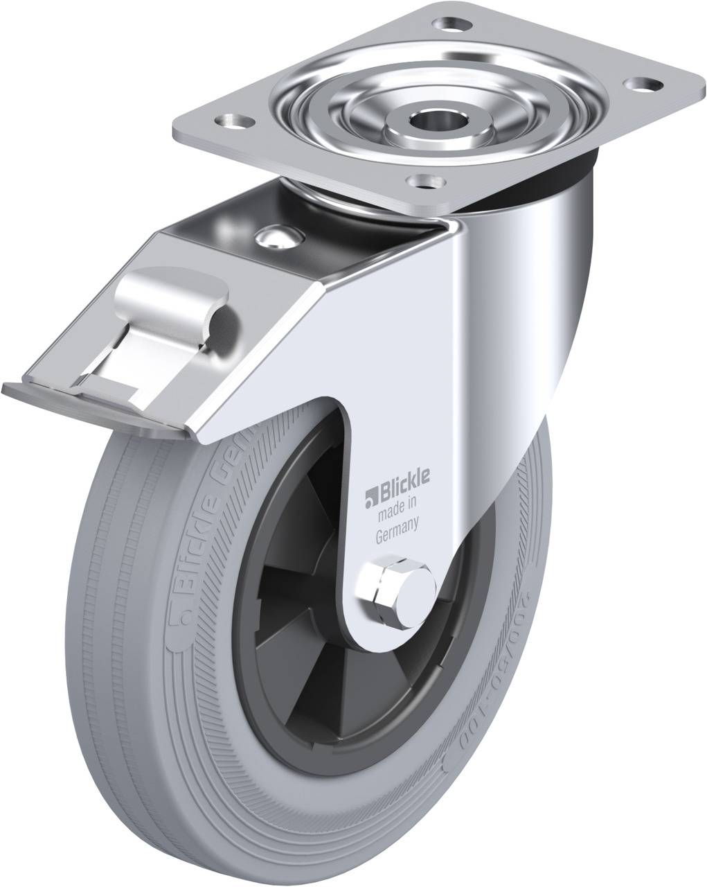 Blickle 264358 L-VPP 200R-FI-SG Forgóvillás görgő, rögzítővel KerékØ: 200 mm Teherbírás (max.): 205 kg 1 db