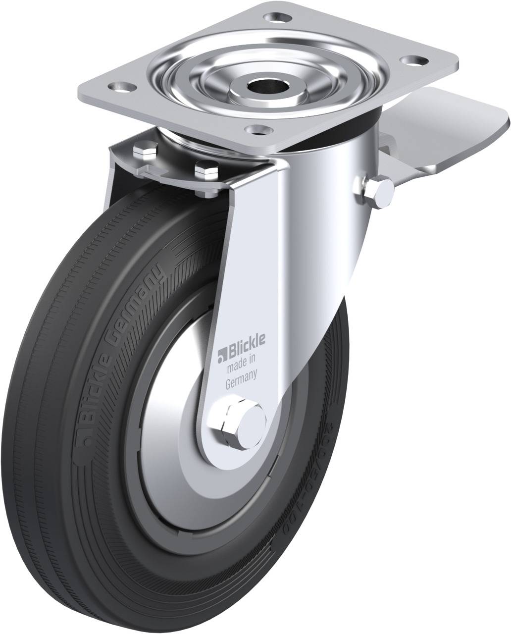 Blickle 86801 L-VPP 200R-ST-FA Forgóvillás görgő, rögzítővel KerékØ: 200 mm Teherbírás (max.): 205 kg 1 db