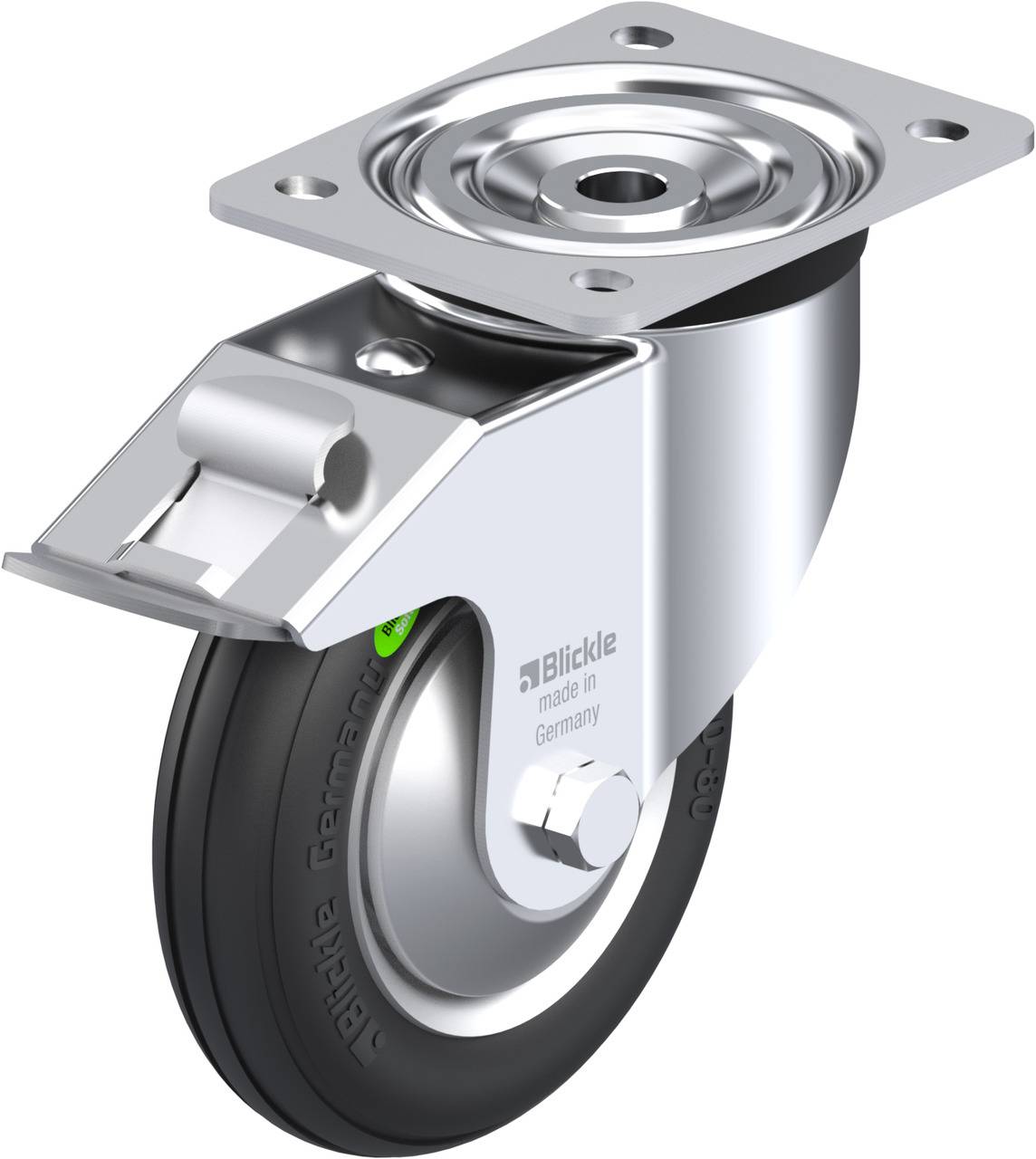 Blickle 694281 L-VW 162R-FI-FA Forgóvillás görgő, rögzítővel KerékØ: 160 mm Teherbírás (max.): 70 kg 1 db
