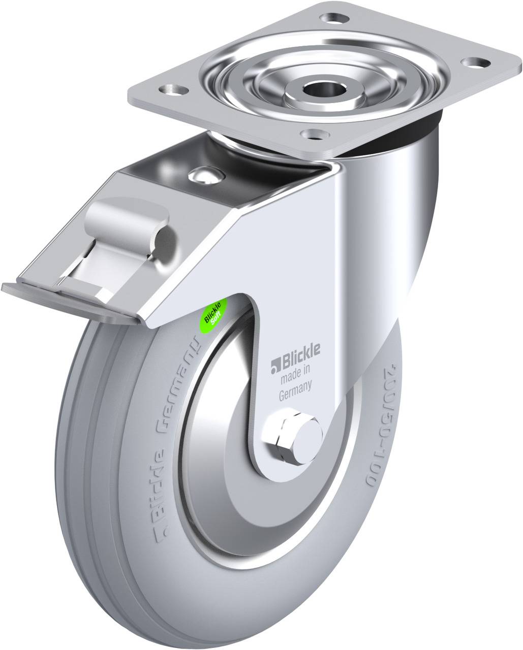 Blickle 849920 L-VW 202R-FI-SG-FA Forgóvillás görgő, rögzítővel KerékØ: 200 mm Teherbírás (max.): 100 kg 1 db