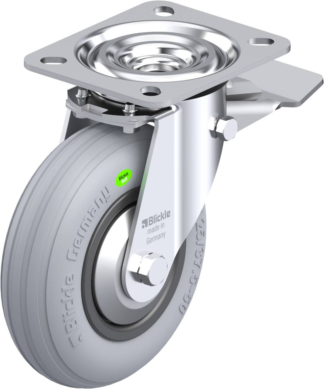 Blickle 761674 L-VWPP 125G-ST-SG-FA Forgóvillás görgő, rögzítővel KerékØ: 125 mm Teherbírás (max.): 50 kg 1 db