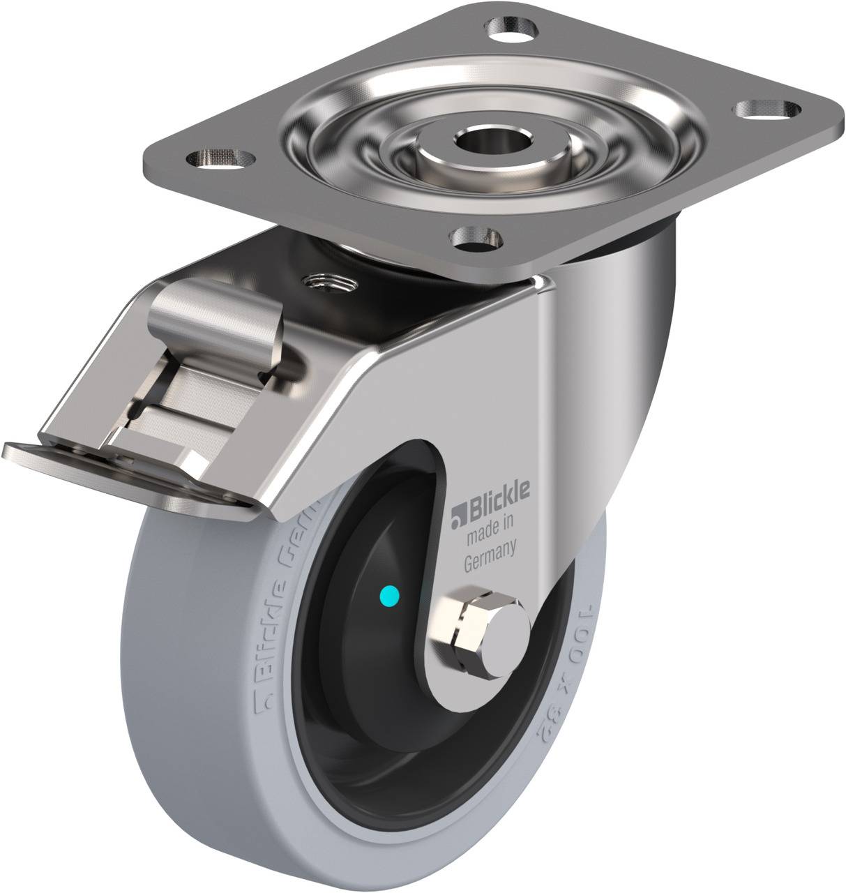 Blickle 755187 LX-POEV 100KAD-FI-SG Forgóvillás görgő, rögzítővel KerékØ: 100 mm Teherbírás (max.): 200 kg 1 db