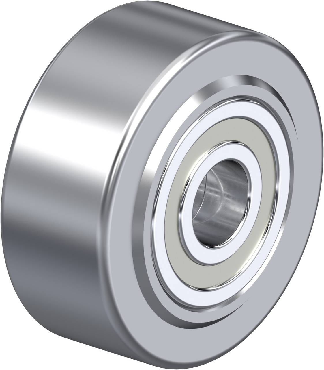 Közeli felvételen egy ezüstös golyóscsapágy, sima, fényes felülettel, mechanikai alkalmazásokra tervezve.