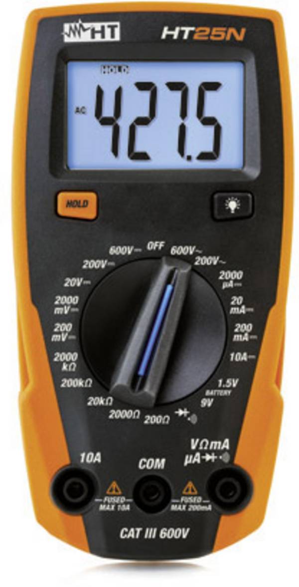 HT Instruments HT25N Kézi multiméter Kalibráció (ISO) digitális  CAT III 600 V Kijelző (digitek): 2000
