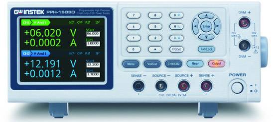 GW Instek PPH-1503 Labortápegység, szabályozható 0 - 15 V 0 - 5 A 45 W USB, GPIB, LAN
