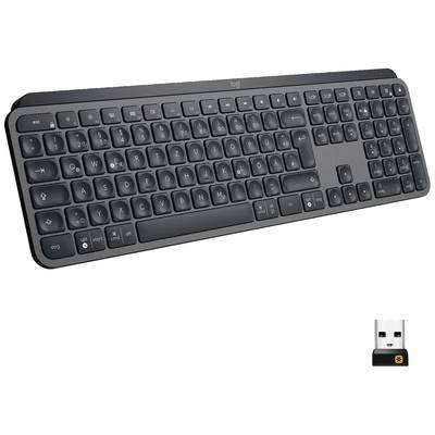 Logitech MX Keys Bluetooth™ Billentyűzet német, QWERTZ Grafit Világít, Ergonómikus, Multipair funkció