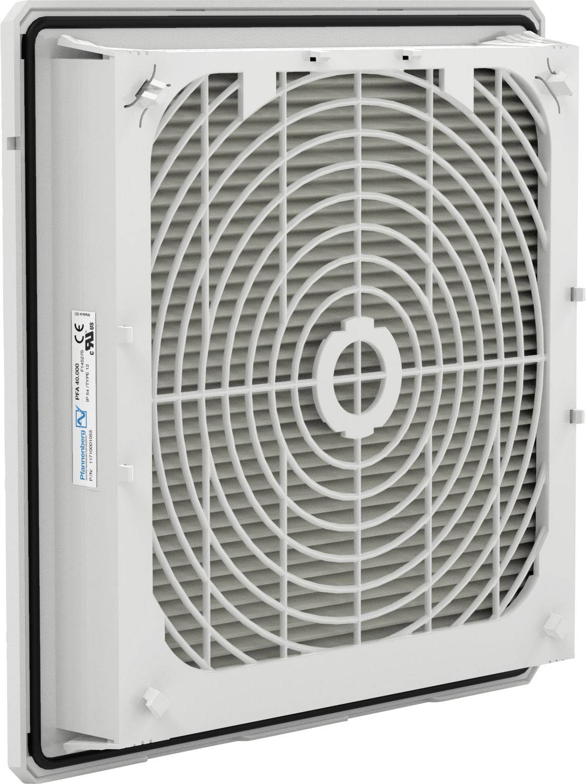 Fehér, négyzet alakú szellőzőrács négy rögzítési ponttal, rácsszerű kialakítással.