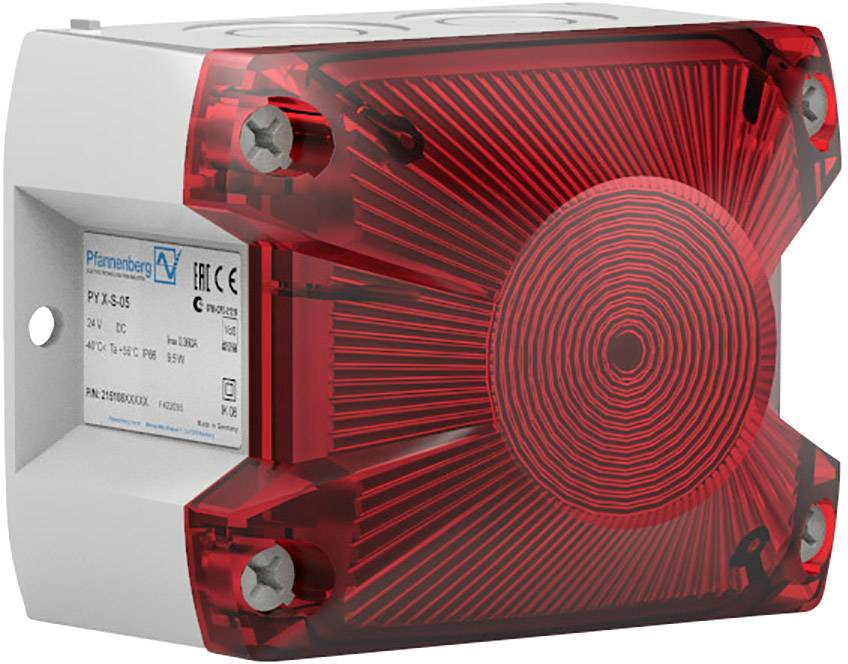 Egy négyzet alakú, piros elektronikus eszköz, amely jelző- vagy riasztólámpaként működik. Strukturált felülettel rendelkezik.