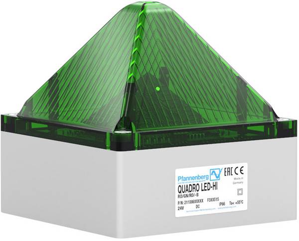 Pfannenberg Jelzőlámpa  QUADRO LED HI DC GN 21108636000 Zöld Zöld Villogó fény, Villanófény, Tartós fény 24 V/DC