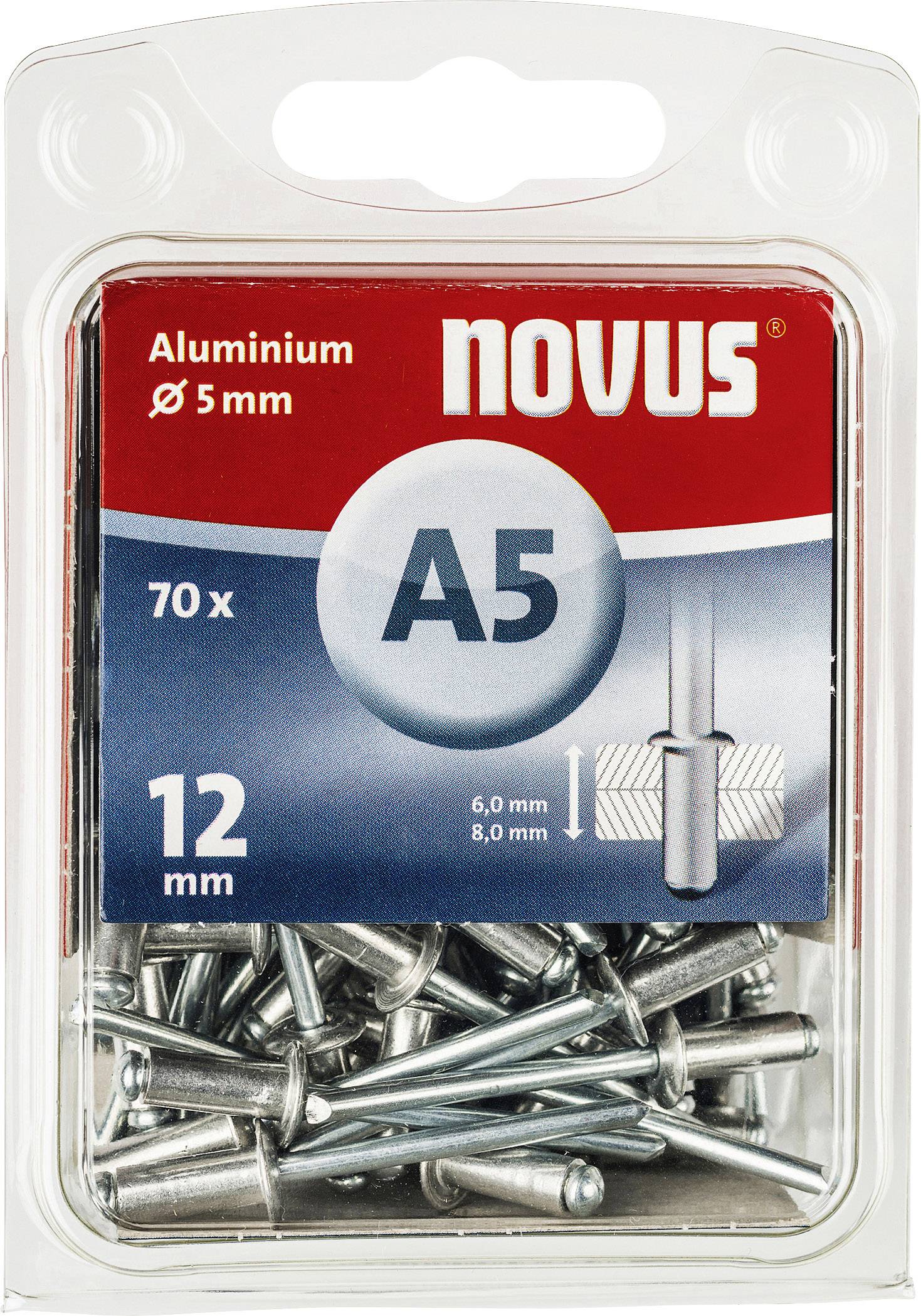 Novus Office 110030692 Popszegecs (Ø x H) 5 mm x 12 mm Alumínium Alumínium 70 db