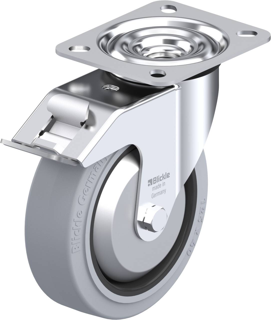 Blickle 749603 LE-POEV 125KAD-FI-SG-FA Forgóvillás görgő, rögzítővel KerékØ: 125 mm Teherbírás (max.): 150 kg 1 db