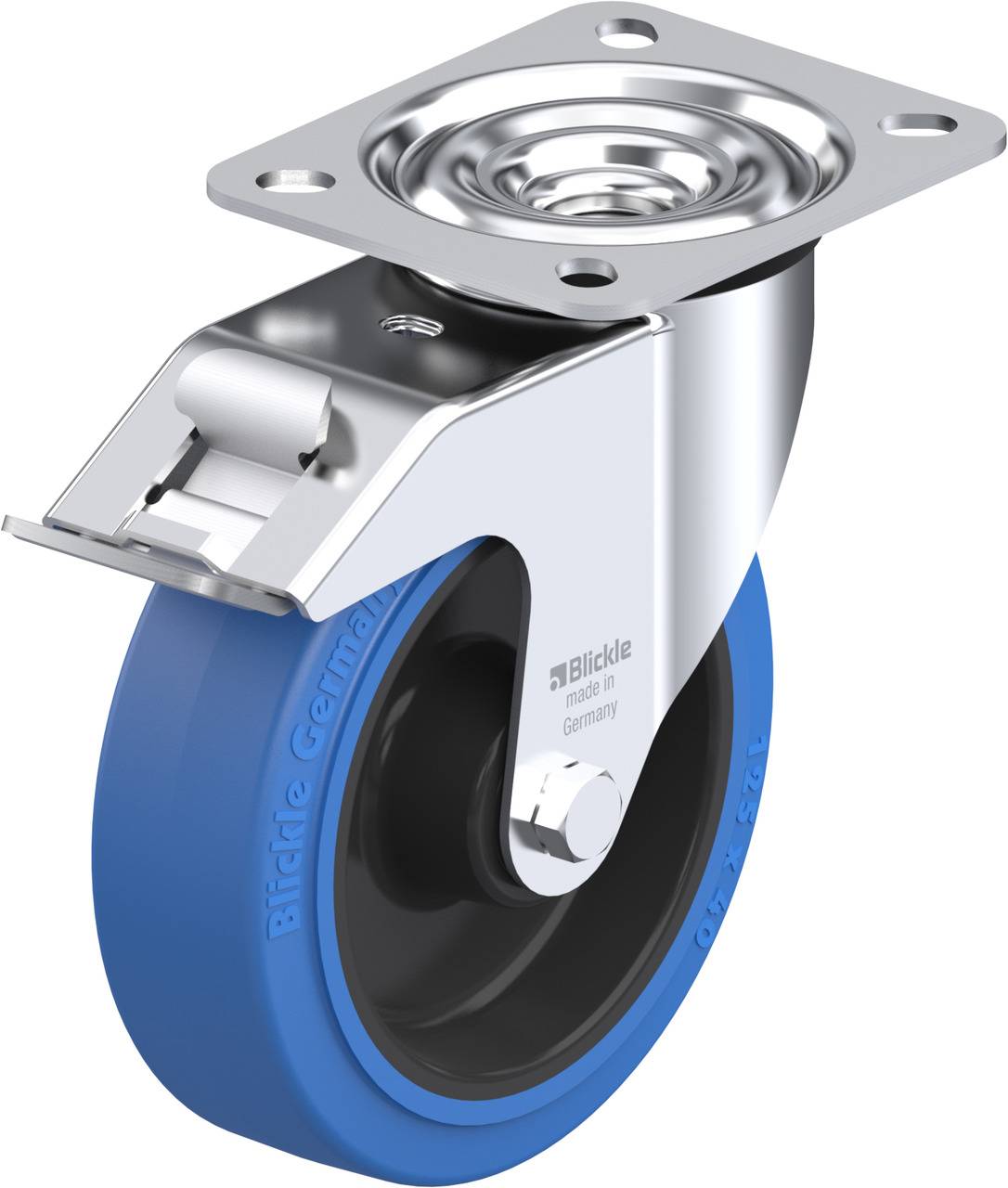 Blickle 760177 LE-POEV 125XR-FI-SB Forgóvillás görgő, rögzítővel KerékØ: 125 mm Teherbírás (max.): 150 kg 1 db