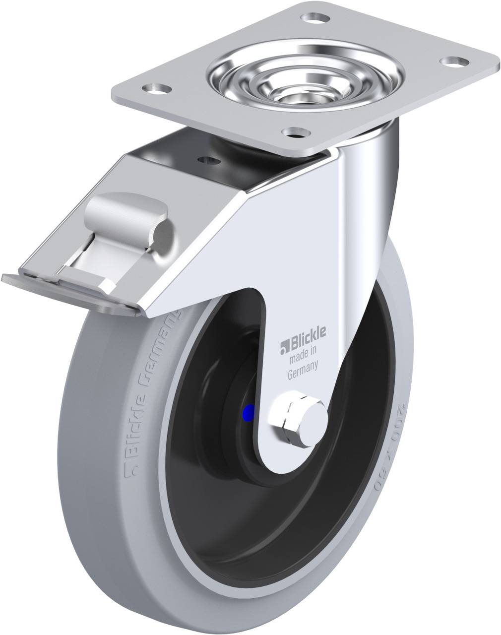 Blickle 850327 LE-POEV 200XKA-FI-SG Forgóvillás görgő, rögzítővel KerékØ: 200 mm Teherbírás (max.): 300 kg 1 db