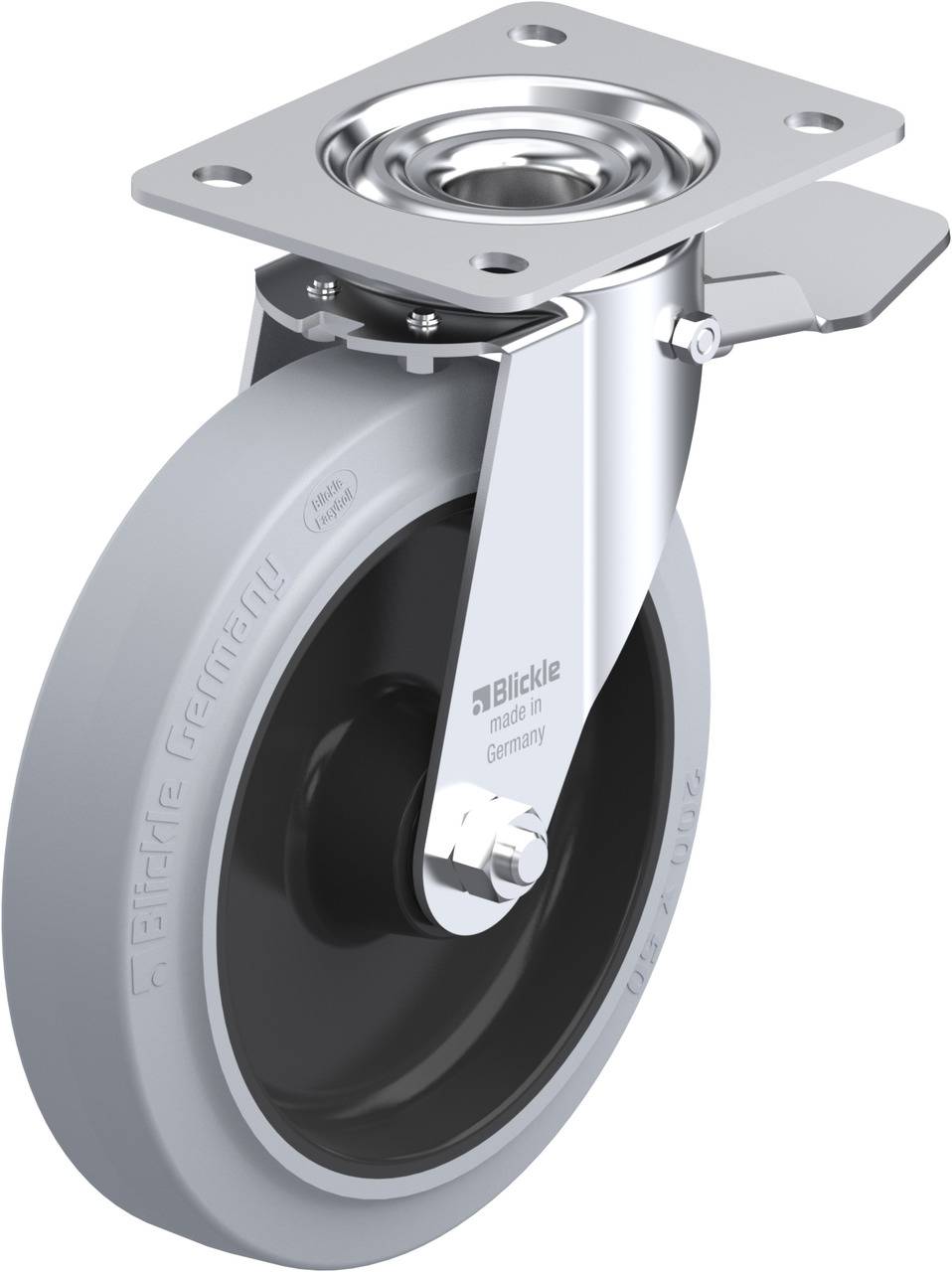 Blickle 850274 LE-POEV 200XR-ST-SG Forgóvillás görgő, rögzítővel KerékØ: 200 mm Teherbírás (max.): 300 kg 1 db