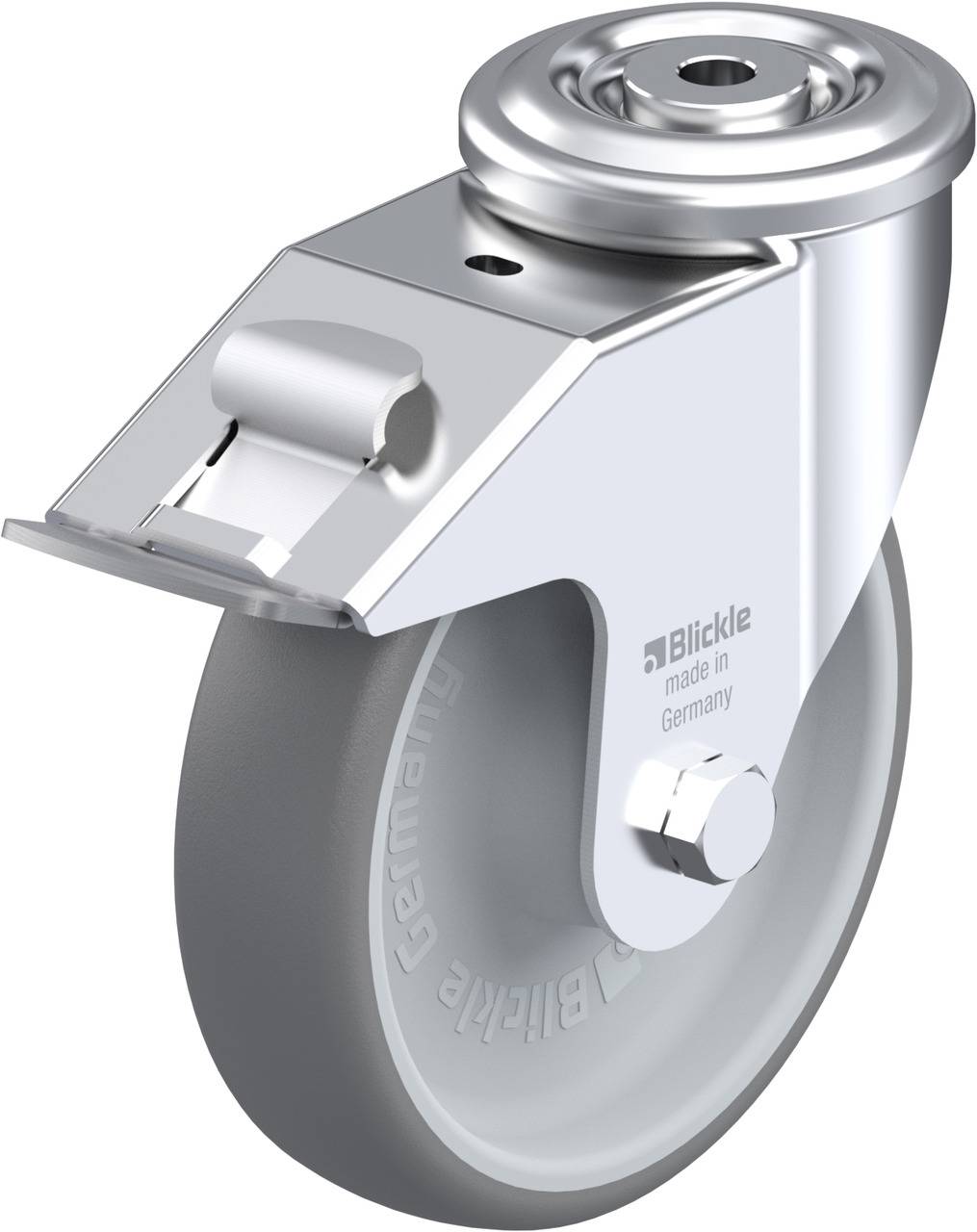 Blickle 757052 LER-TPA 160R-FI Forgóvillás görgő, rögzítővel KerékØ: 160 mm Teherbírás (max.): 200 kg 1 db