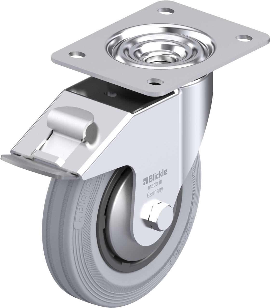Blickle 749730 LE-VPP 160G-FI-SG-FA Forgóvillás görgő, rögzítővel KerékØ: 160 mm Teherbírás (max.): 135 kg 1 db
