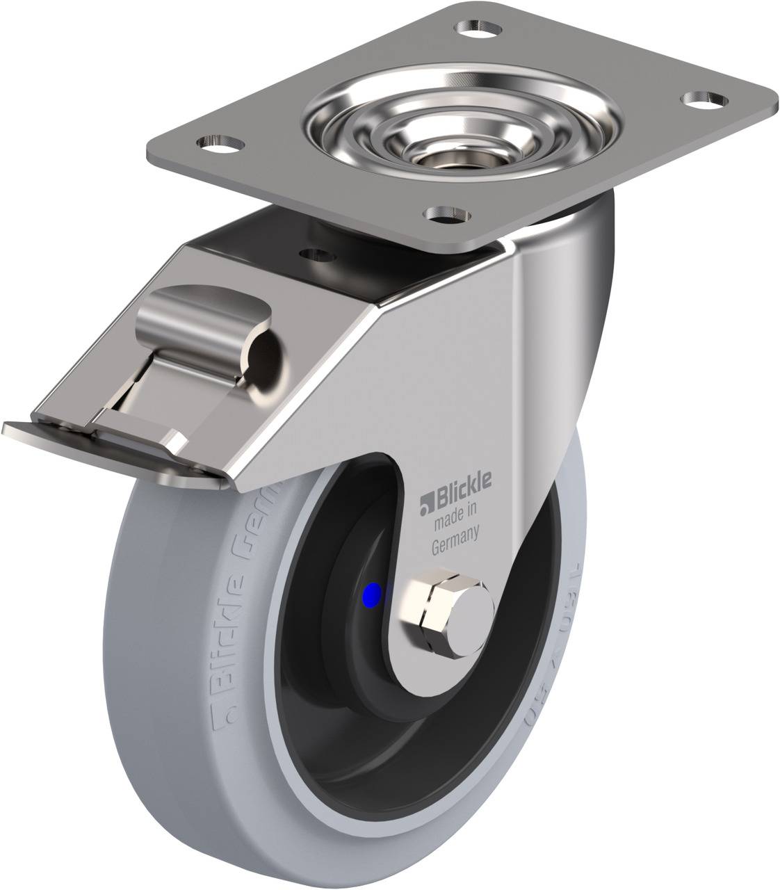 Blickle 853635 LEX-POEV 160XKA-FI-SG Forgóvillás görgő, rögzítővel KerékØ: 160 mm Teherbírás (max.): 300 kg 1 db