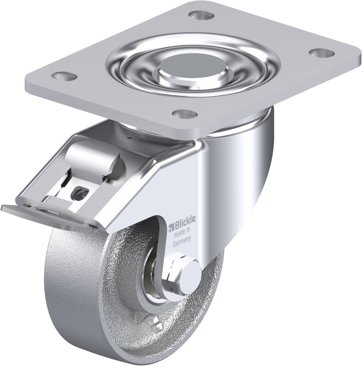 Blickle 754597 LH-G 100K-3-FI Forgóvillás görgő, rögzítővel KerékØ: 100 mm Teherbírás (max.): 400 kg 1 db