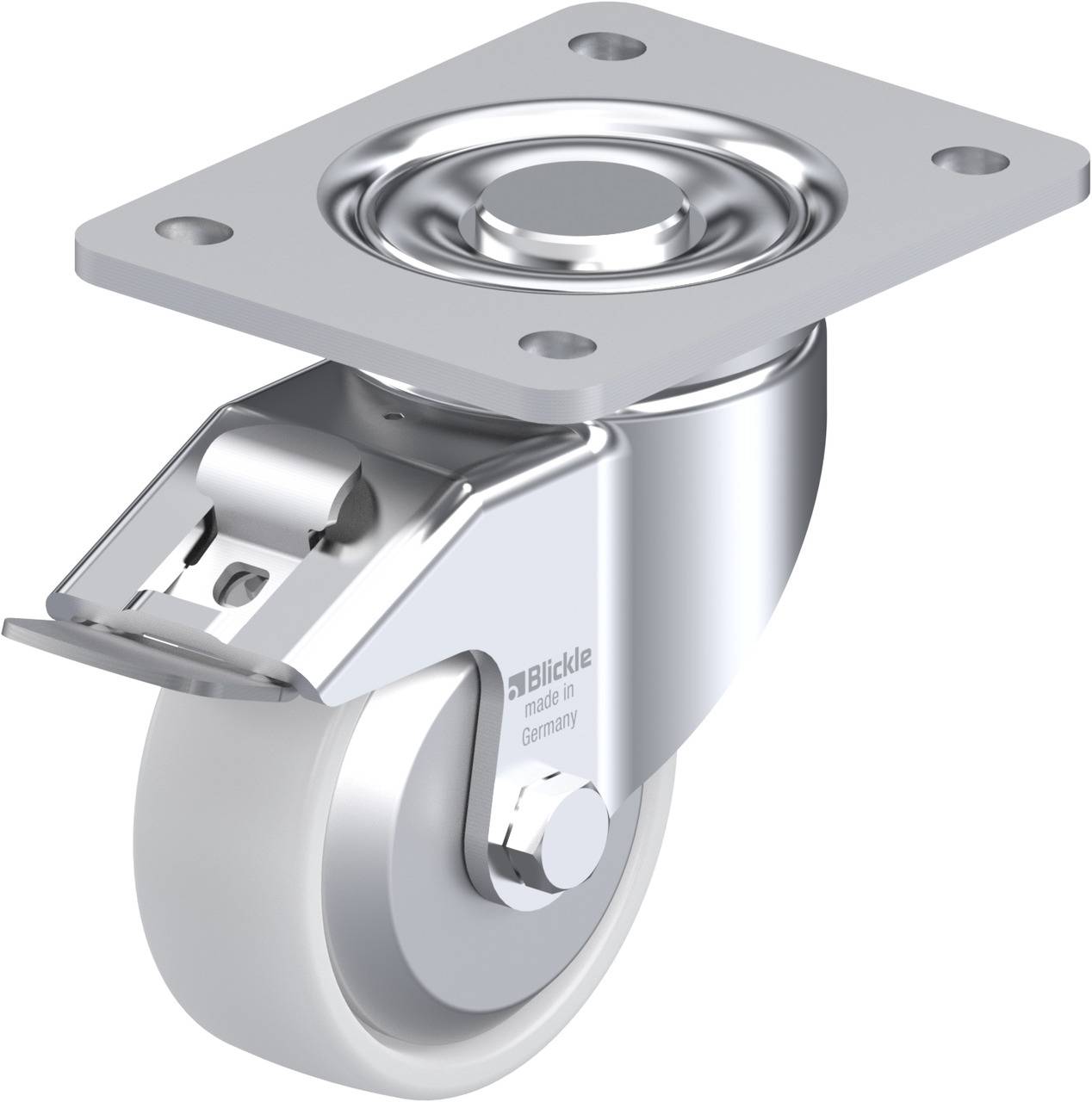 Blickle 749994 LH-PO 100KA-3-FI-FA Forgóvillás görgő, rögzítővel KerékØ: 100 mm Teherbírás (max.): 280 kg 1 db